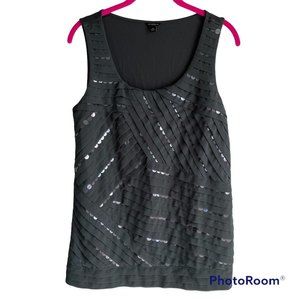Ann Taylor Dark Olive Green Ladies Sequined‎ Sleeveless Career Top, M